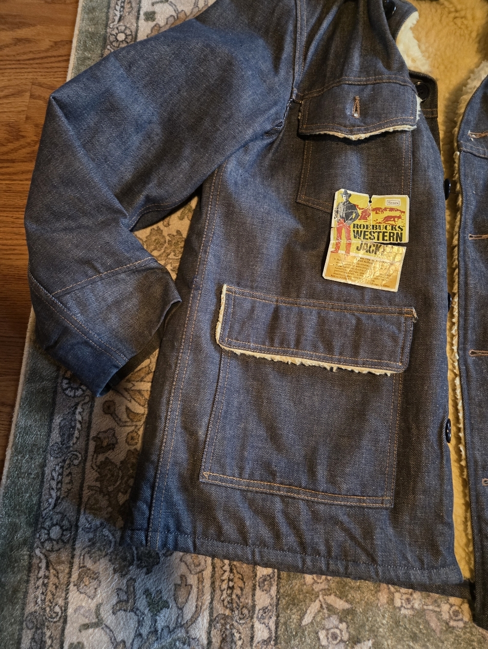 Vintage Sears 40-r Sherpa Lined Denim Ranch Jacket - Picture 5 of 7